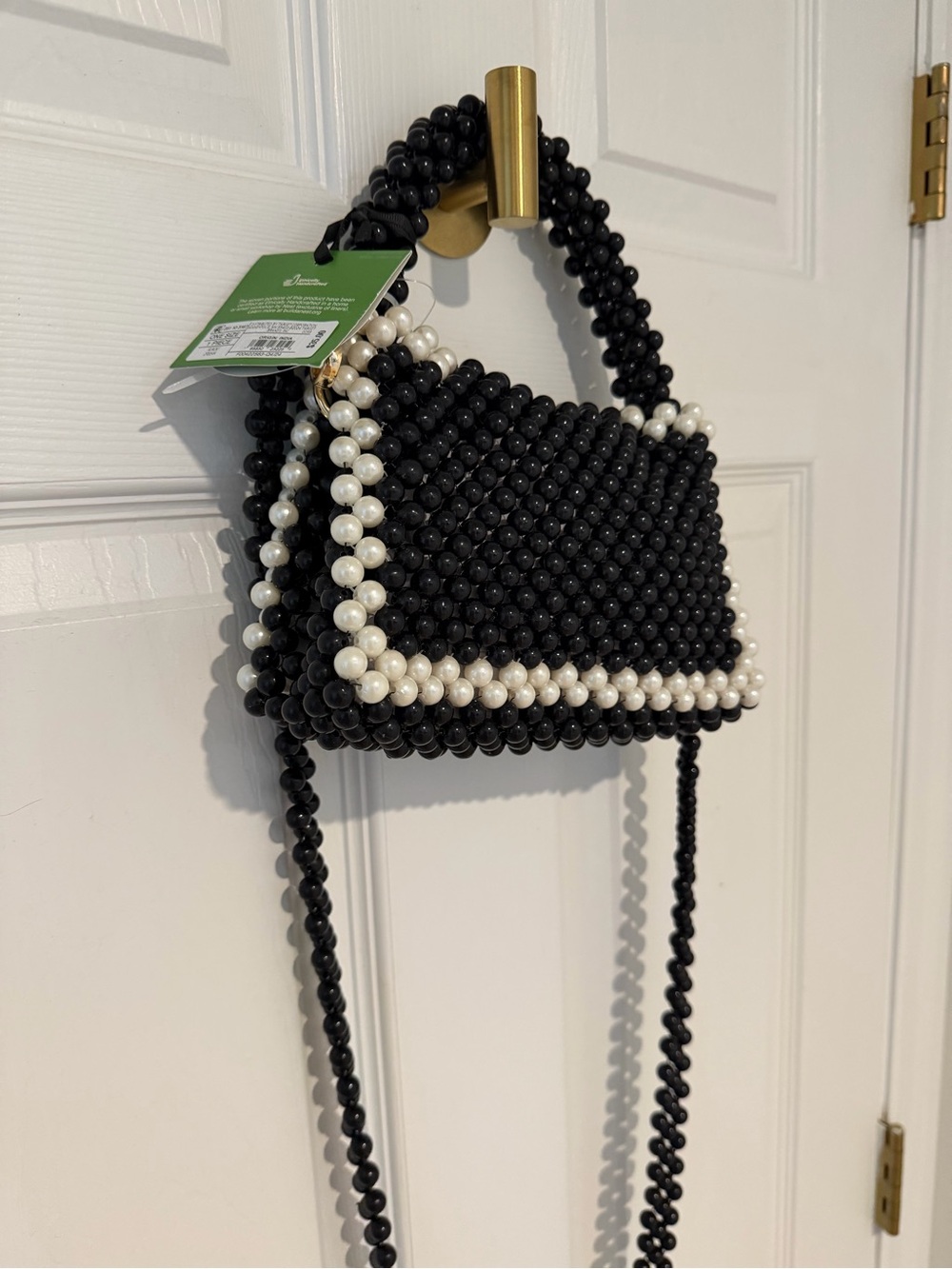 kate spade Black and White Beaded Mini Shoulder Bag